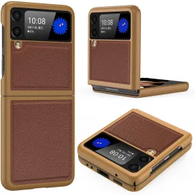 Galaxy Z Flip 3 Case PC Cross-Grain Leather Design | Galaxy Z Flip 3 Case Anti-Slip Texture Case