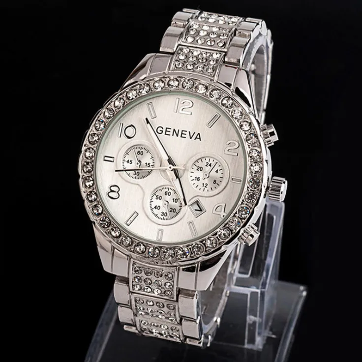 Geneva diamond calendar watch women fashion watch business casual ladies quartz