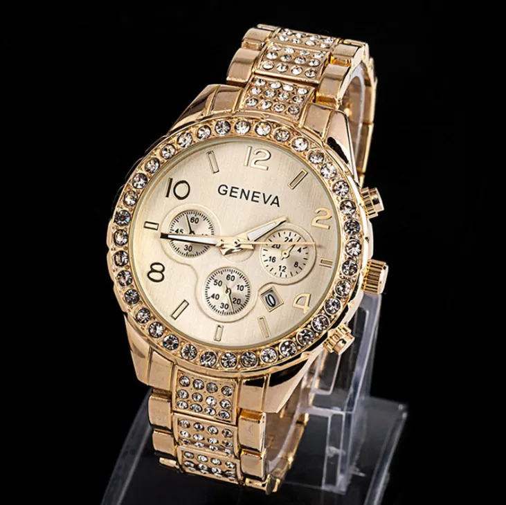 Geneva diamond calendar watch women fashion watch business casual ladies quartz