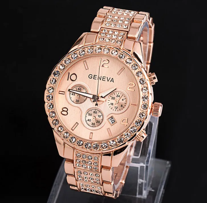 Geneva diamond calendar watch women fashion watch business casual ladies quartz