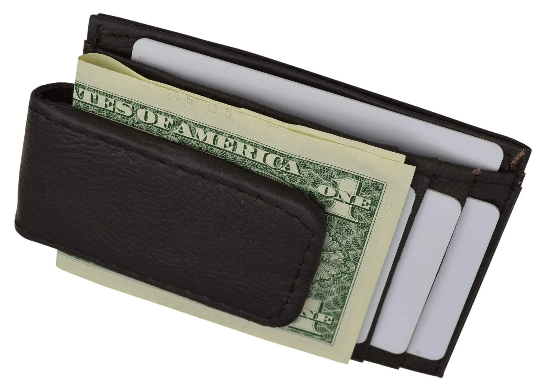 Genuine Leather Money Clip front pocket wallet with magnet clip and card ID Case 910E CF (C)