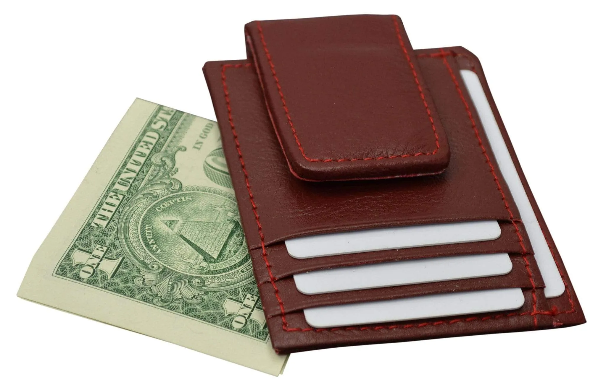 Genuine Leather Money Clip front pocket wallet with magnet clip and card ID Case 910E CF (C)