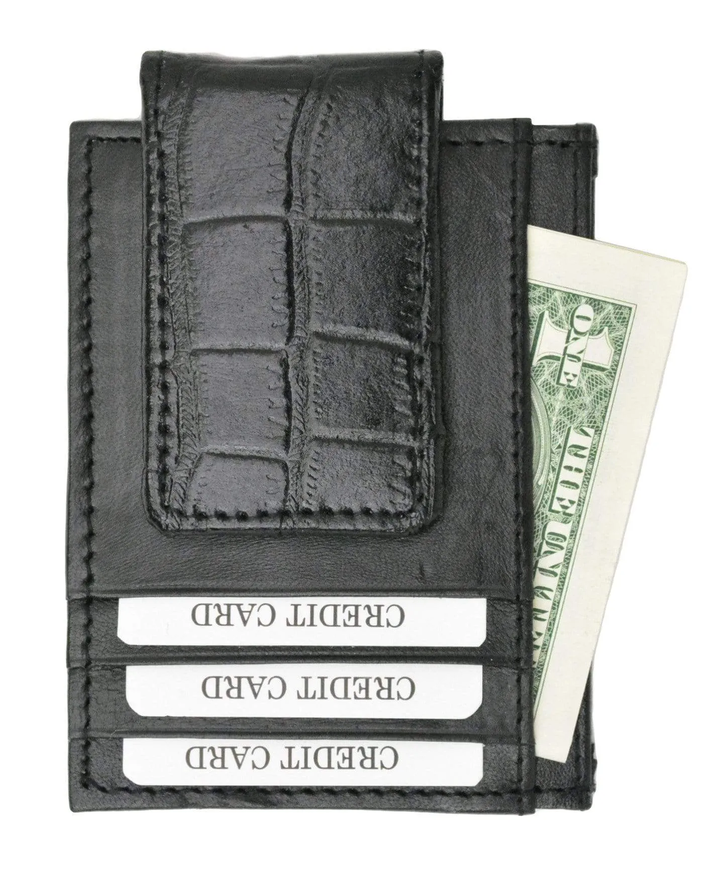 Genuine Leather Money Clip front pocket wallet with magnet clip and card ID Case 910E CF (C)