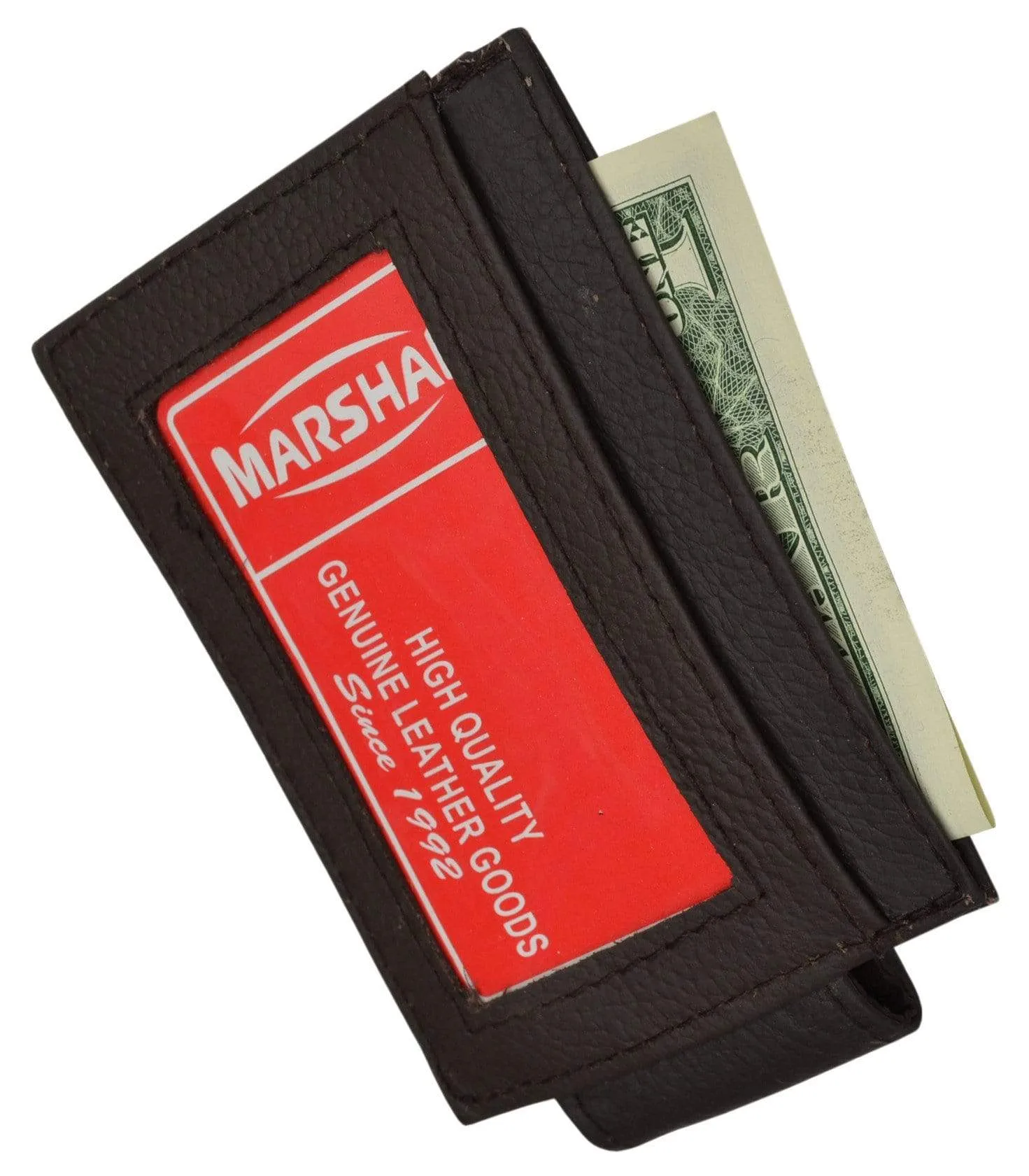 Genuine Leather Money Clip front pocket wallet with magnet clip and card ID Case 910E CF (C)