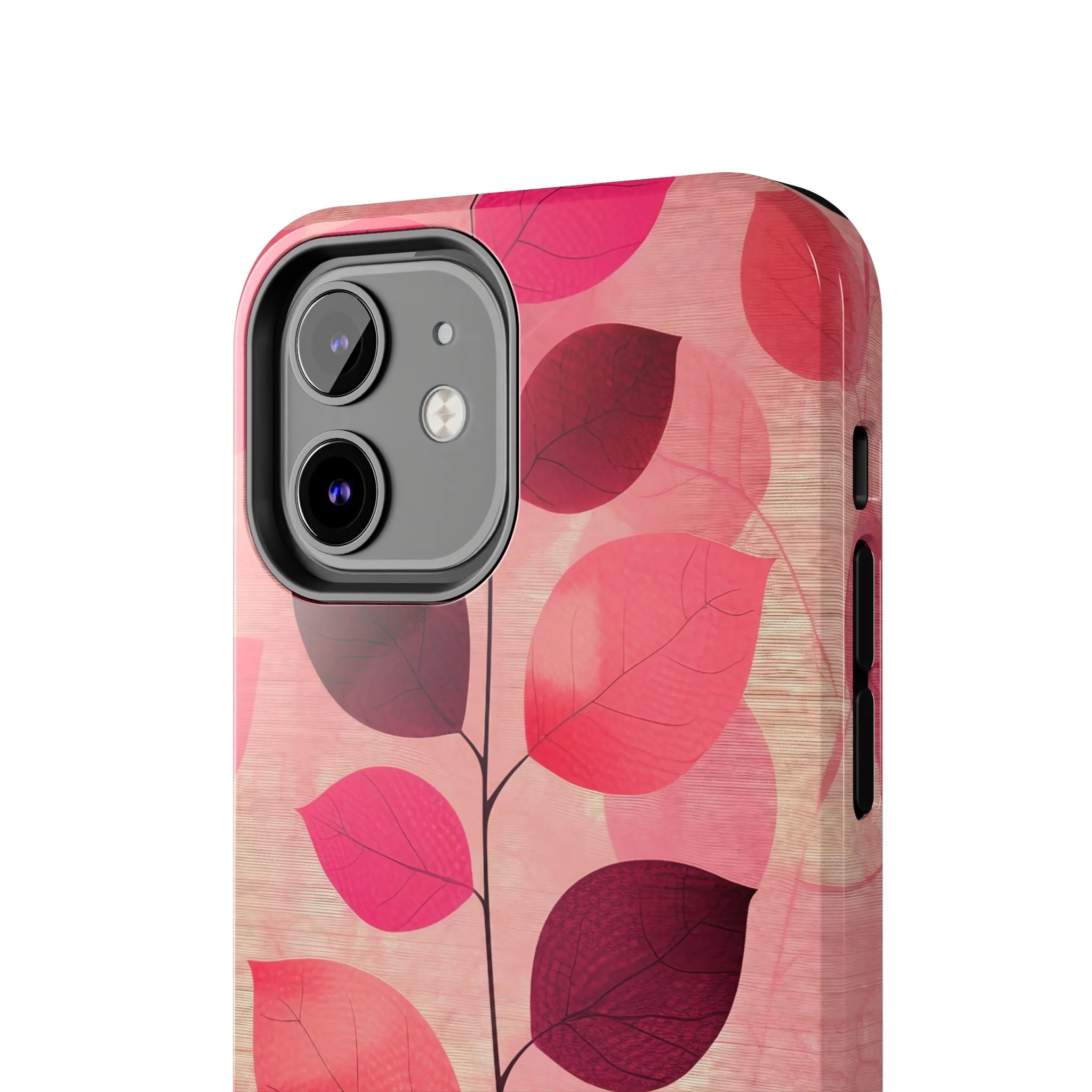 Girly Pink Abstract Leaf Design Tough Phone Case