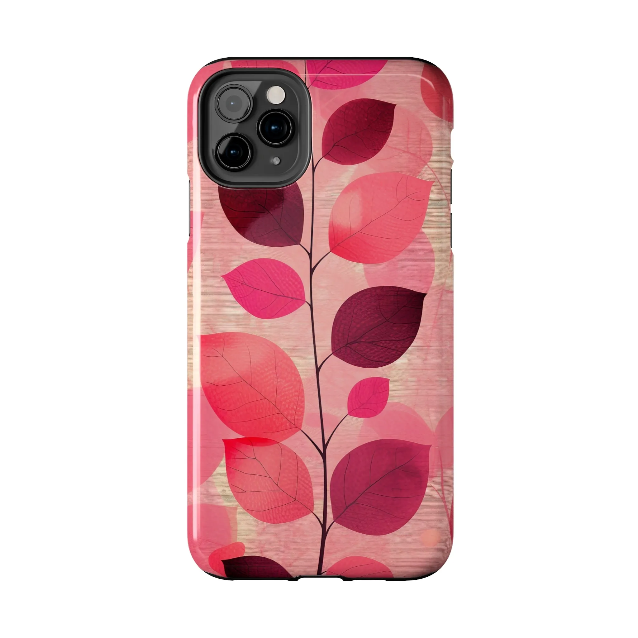 Girly Pink Abstract Leaf Design Tough Phone Case