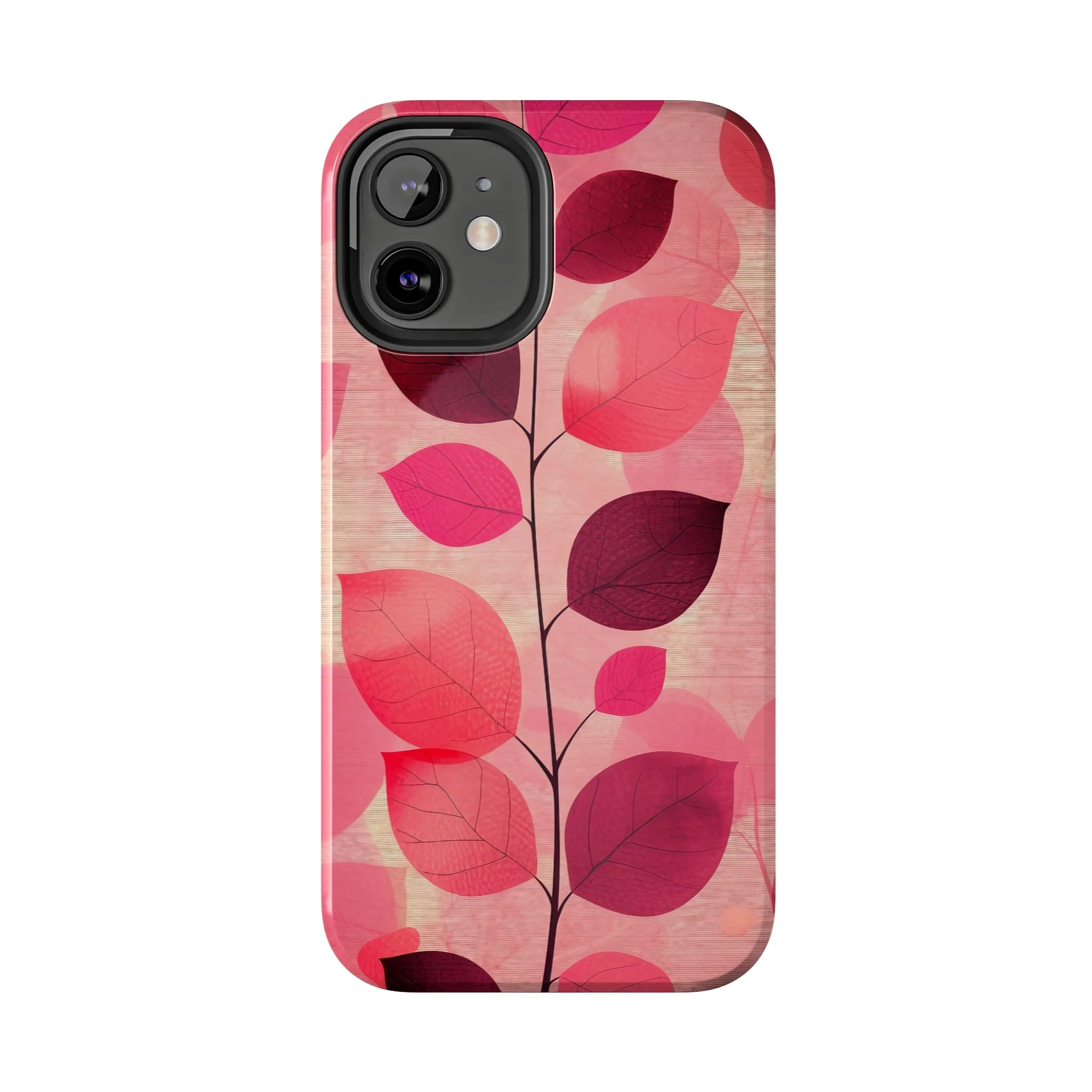 Girly Pink Abstract Leaf Design Tough Phone Case