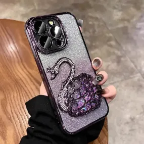 Glittery Swan Phone Case (For iPhones)