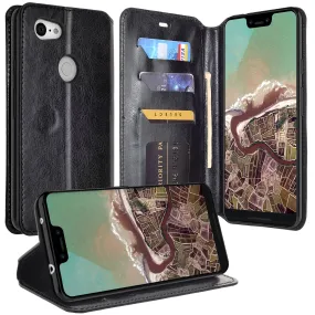 Google Pixel 3a XL Case, Pixel 3a XL Wallet Case, Pu Leather Wallet Case [Kickstand] with ID & Credit Card Slots for Pixel 3a XL  - Black