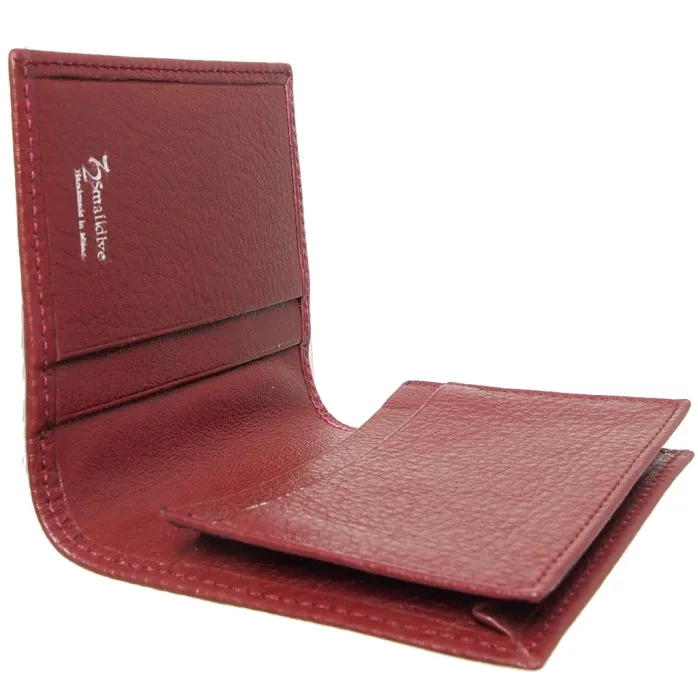 Grained Calf Leather Card Wallet Rosewood