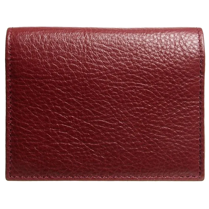 Grained Calf Leather Card Wallet Rosewood