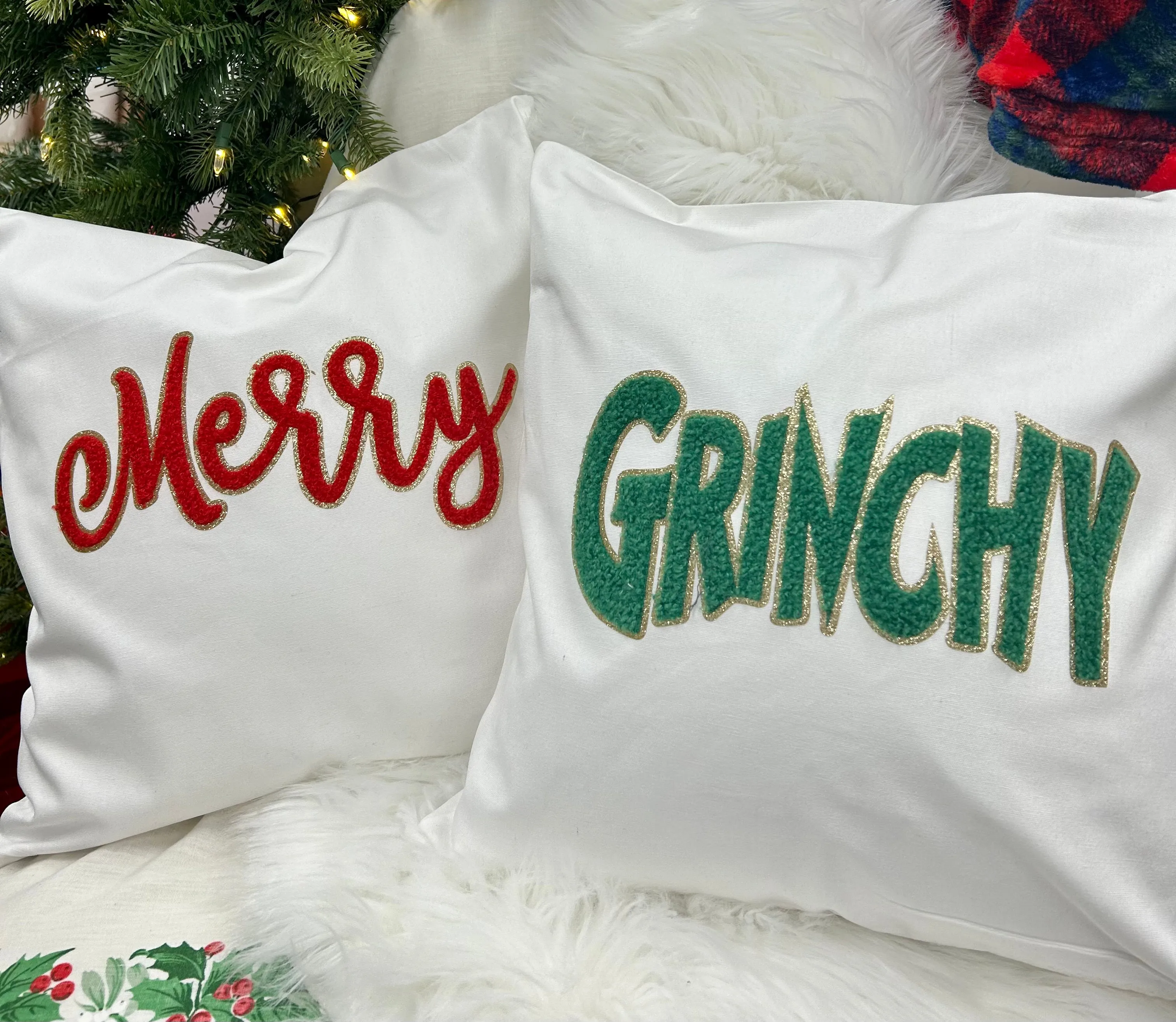 Grinchy & Merry Double Sided Pillow