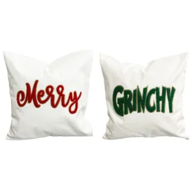 Grinchy & Merry Double Sided Pillow