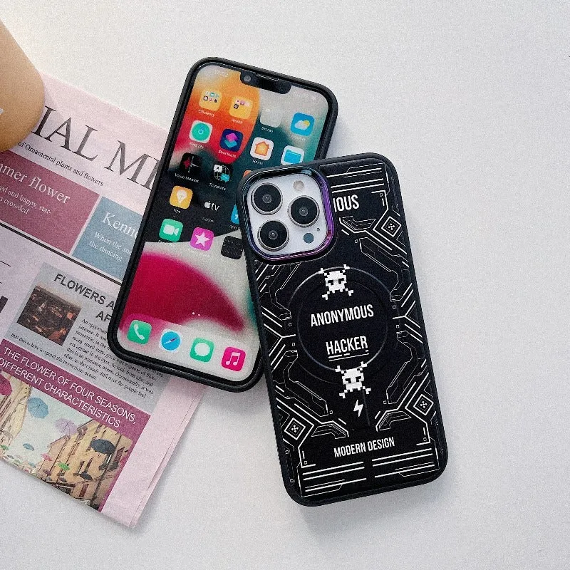 Hacker Fashion Skull Magsafe Wireless Charge Phone Case For iPhone