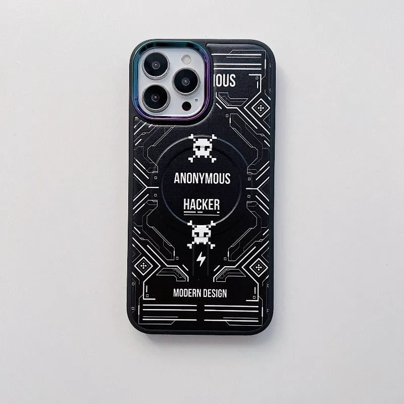 Hacker Fashion Skull Magsafe Wireless Charge Phone Case For iPhone