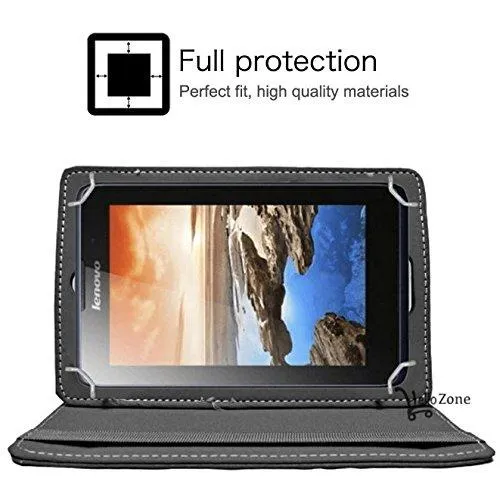 Hello Zone Exclusive 360° Rotating 7" Inch Flip Case Cover Book Cover for Micromax Canvas Tab P701 -Black