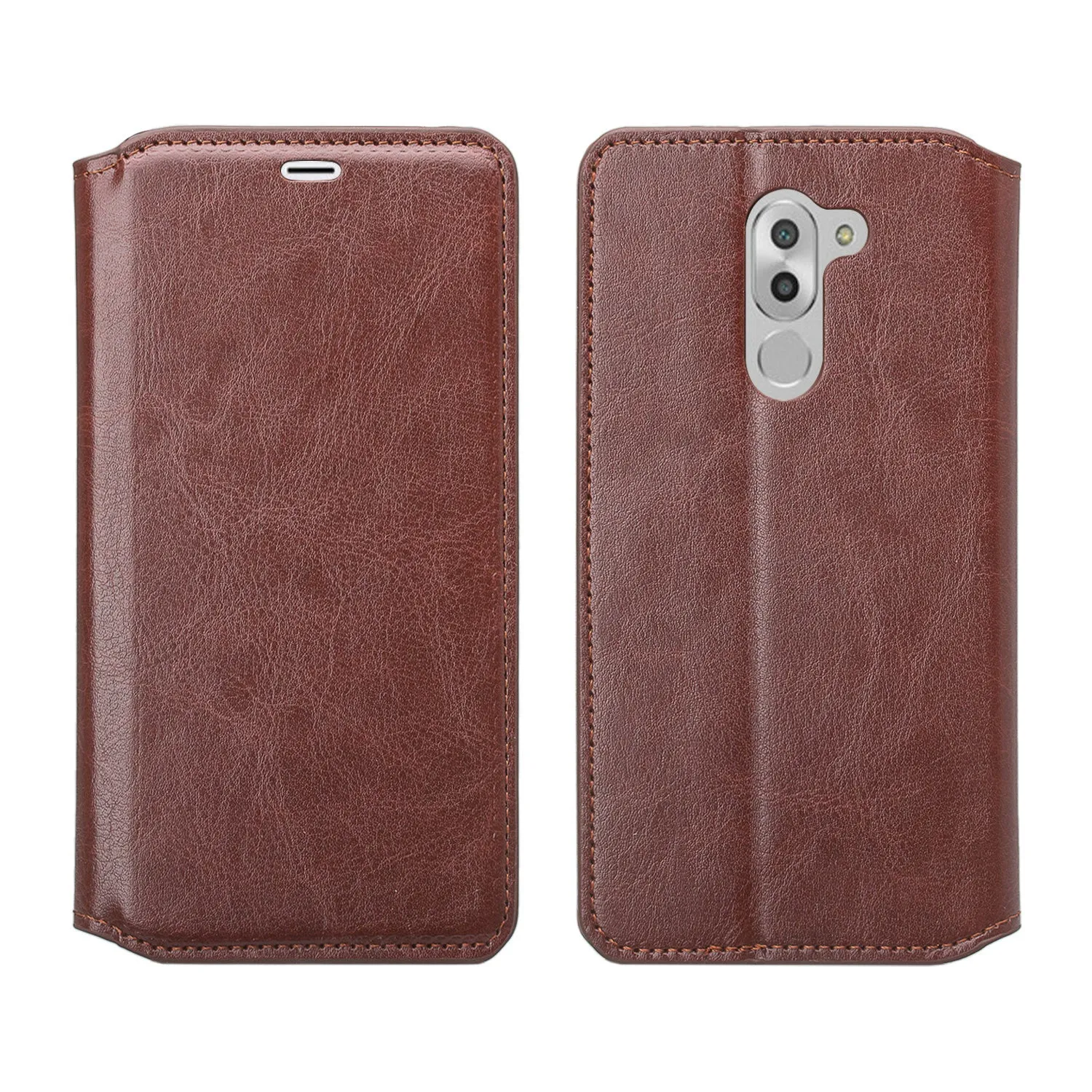 Huawei Honor 6X Case, Mate 9 Lite, GR5 2017 Slim Magnetic Flip Fold[Kickstand] Pu Leather Wallet Case with ID & Credit Card Slots for Mate 9 Lite - Brown