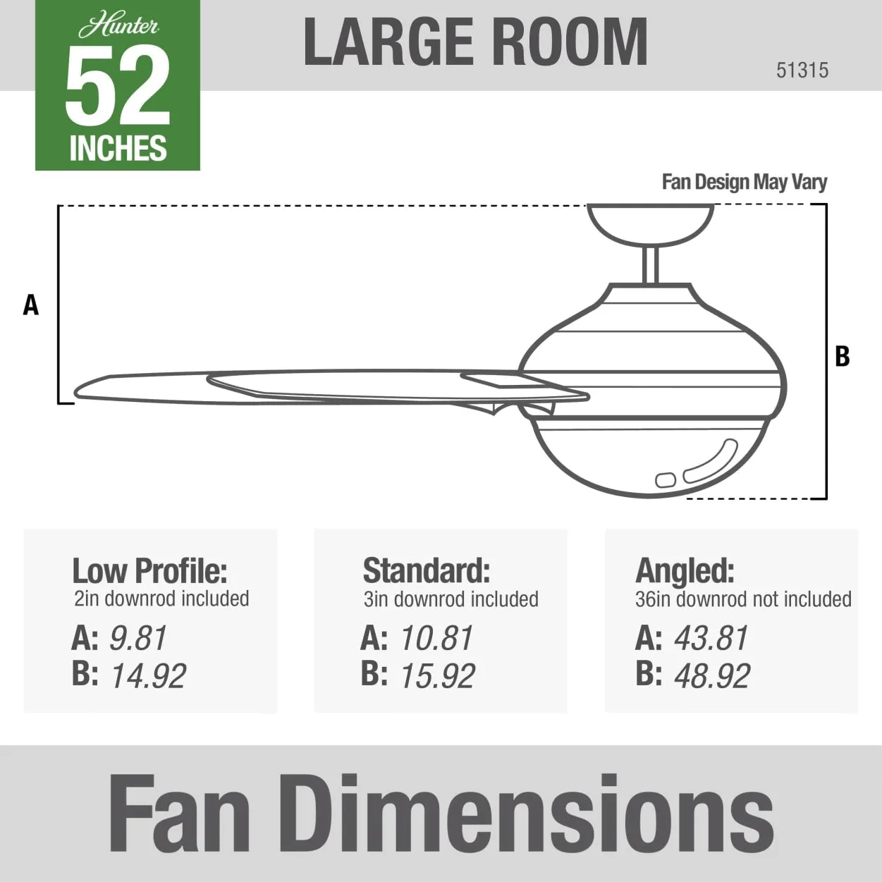 Hunter 52-inch Aerodyne Matte Silver Ceiling Fan with LED Light