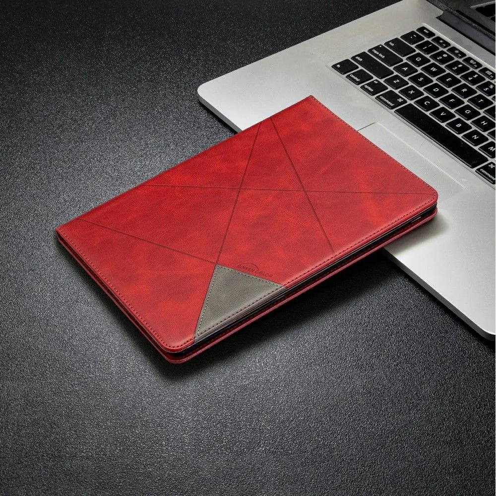 iPad 10.2 (2021) / (2020) / Air (2019) geometric pattern leather flip case - Red