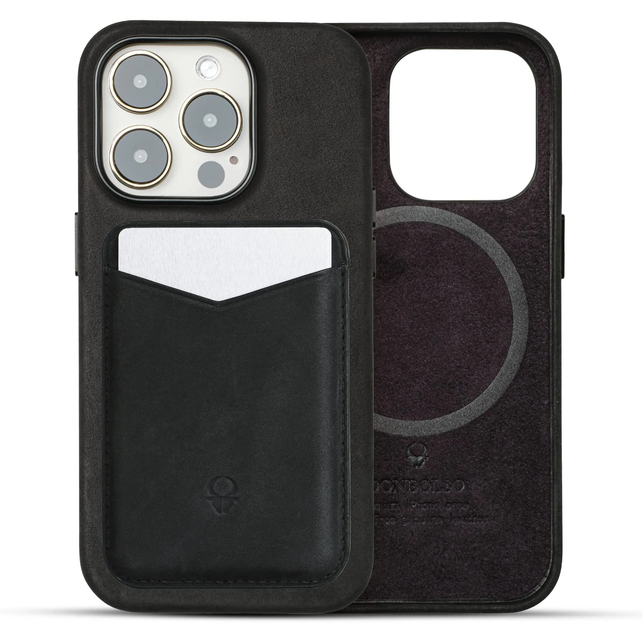 Iphone 14 Pro Case Leather   Wallet Bundle - Apple Iphone Case In Vintage Black