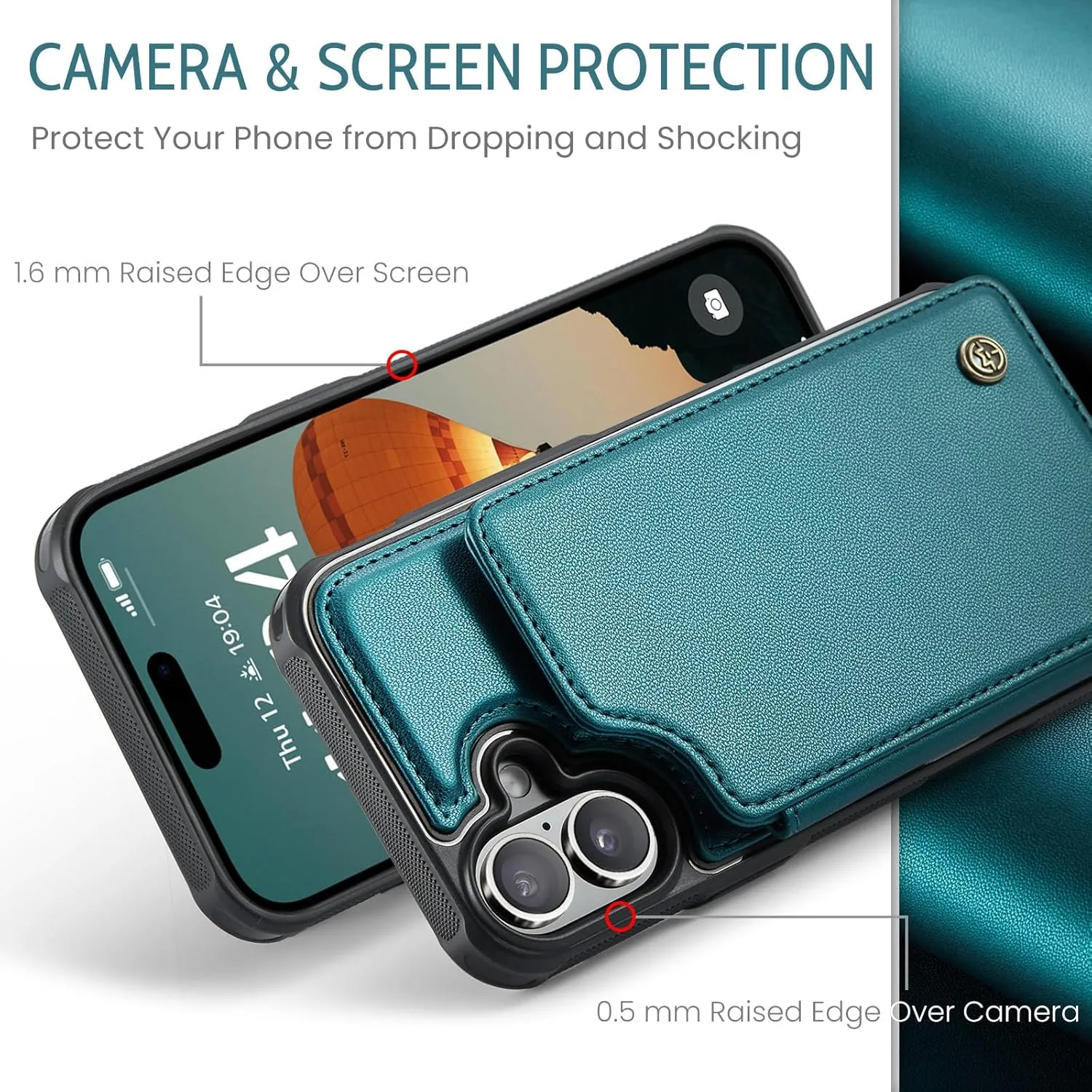 iPhone 16 6.1" Wallet Case Card Holder RFID Blocking Phone Case