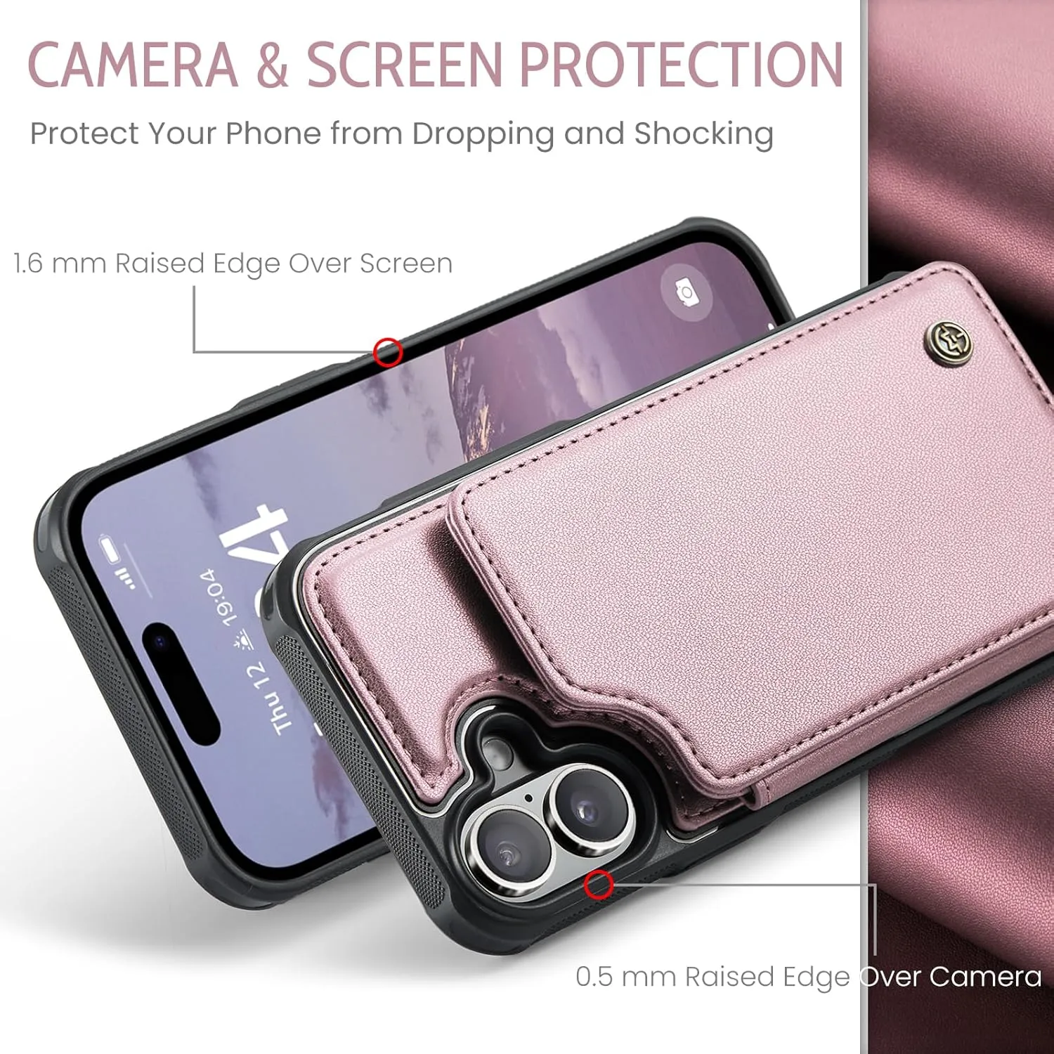 iPhone 16 6.1" Wallet Case Card Holder RFID Blocking Phone Case