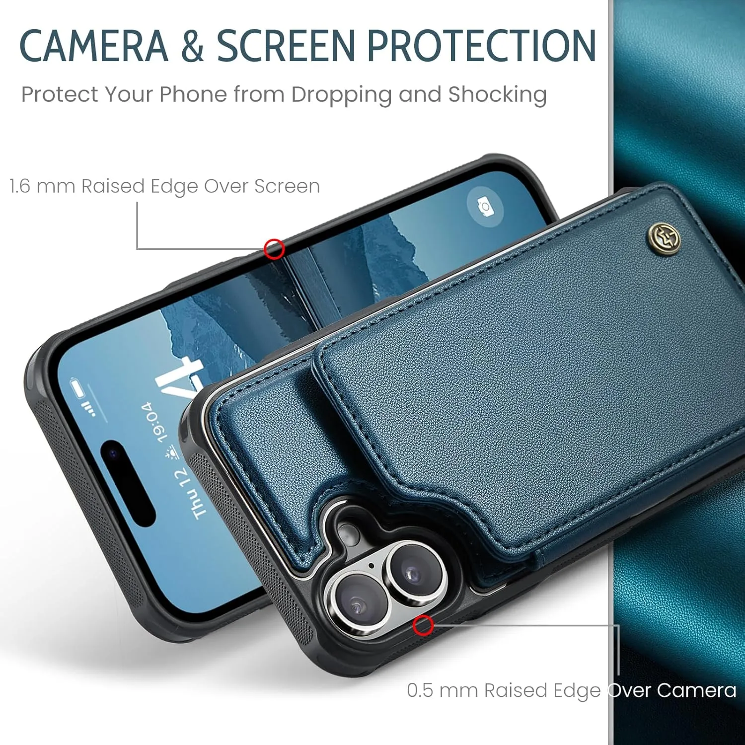 iPhone 16 6.1" Wallet Case Card Holder RFID Blocking Phone Case