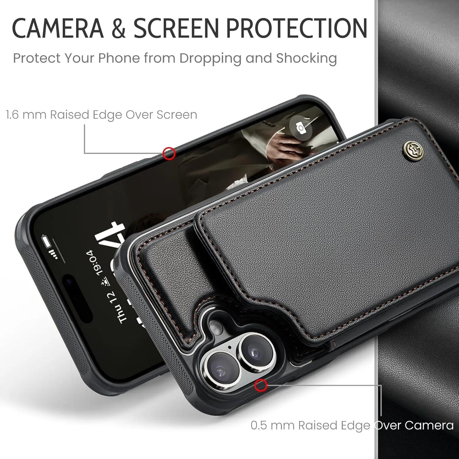 iPhone 16 6.1" Wallet Case Card Holder RFID Blocking Phone Case