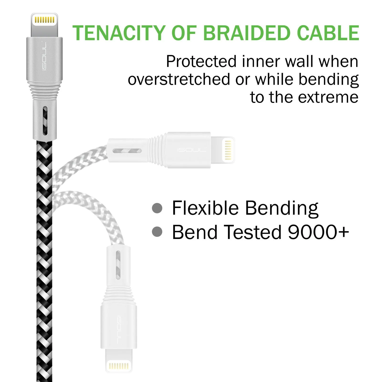 iSOUL iPhone Nylon Braided Lightning Charging Data Cable Fast Sync