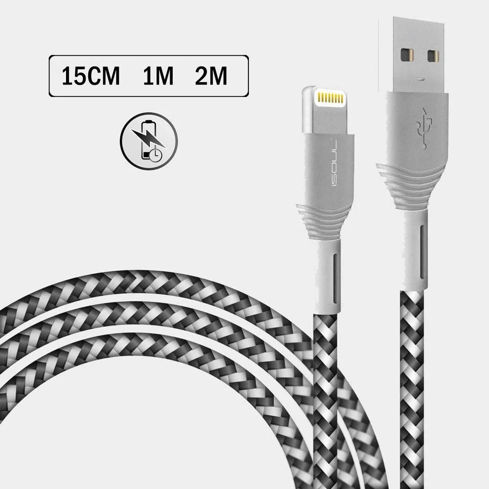 iSOUL iPhone Nylon Braided Lightning Charging Data Cable Fast Sync