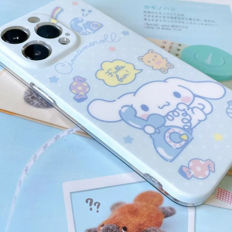 Japanese Cartoon Cinnamoroll Telephone Pastel Matt iPhone Case 13 14 Pro Promax