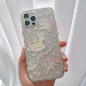 Japanese Cartoon Little Twin Stars Glitter iPhone Case 7 8 PLUS SE2 XS XR X 11 12 13 Pro Promax 12mini