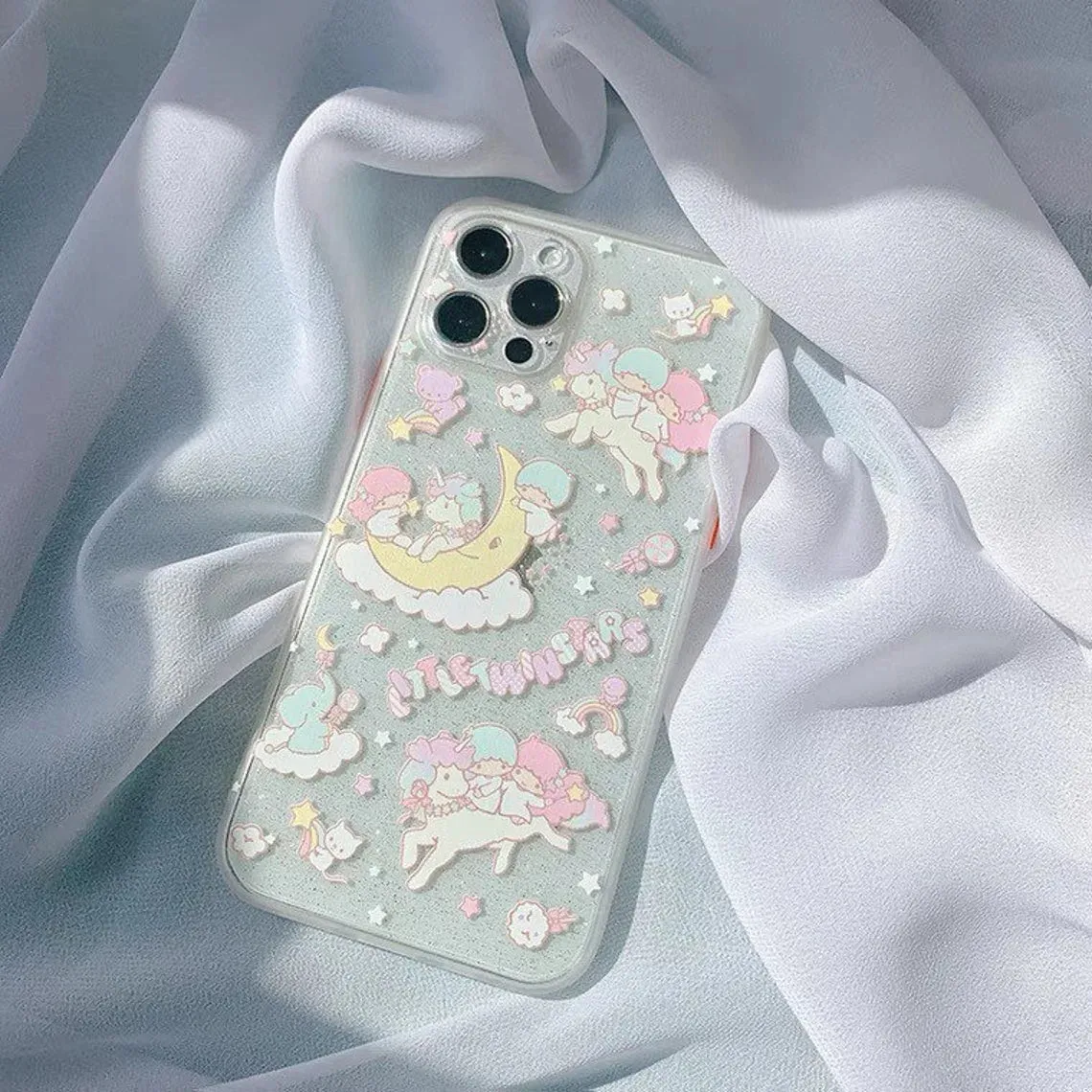 Japanese Cartoon Little Twin Stars Glitter iPhone Case 7 8 PLUS SE2 XS XR X 11 12 13 Pro Promax 12mini