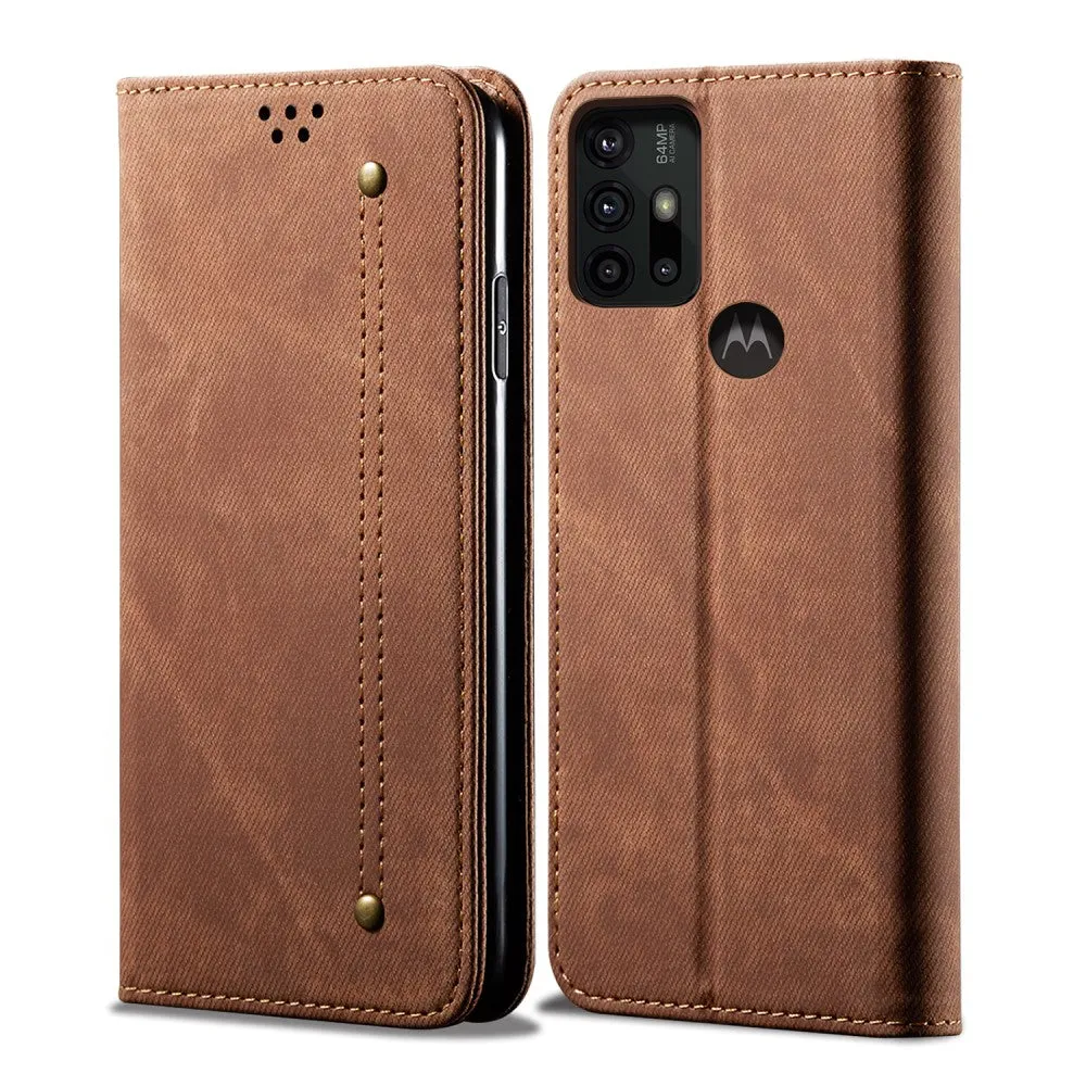 Jeans Motorola Moto G30 Flip case - Coffee