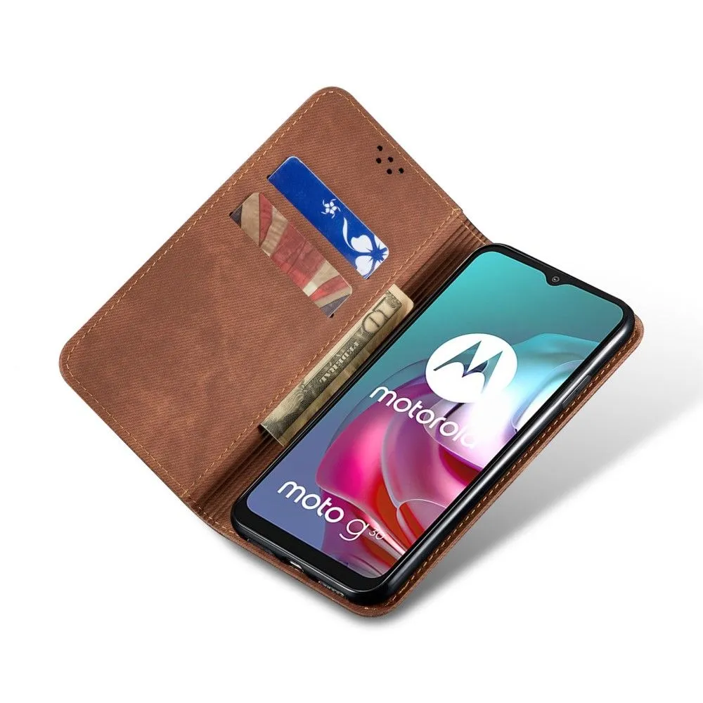 Jeans Motorola Moto G30 Flip case - Coffee