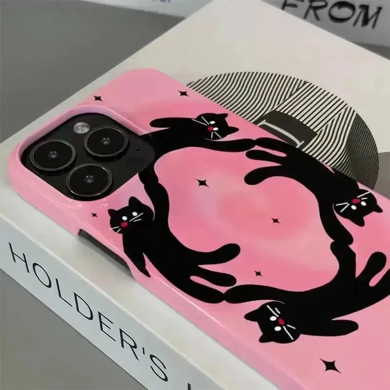 Korean INS Cartoon Dancing Cat Phone Case (For iPhones)