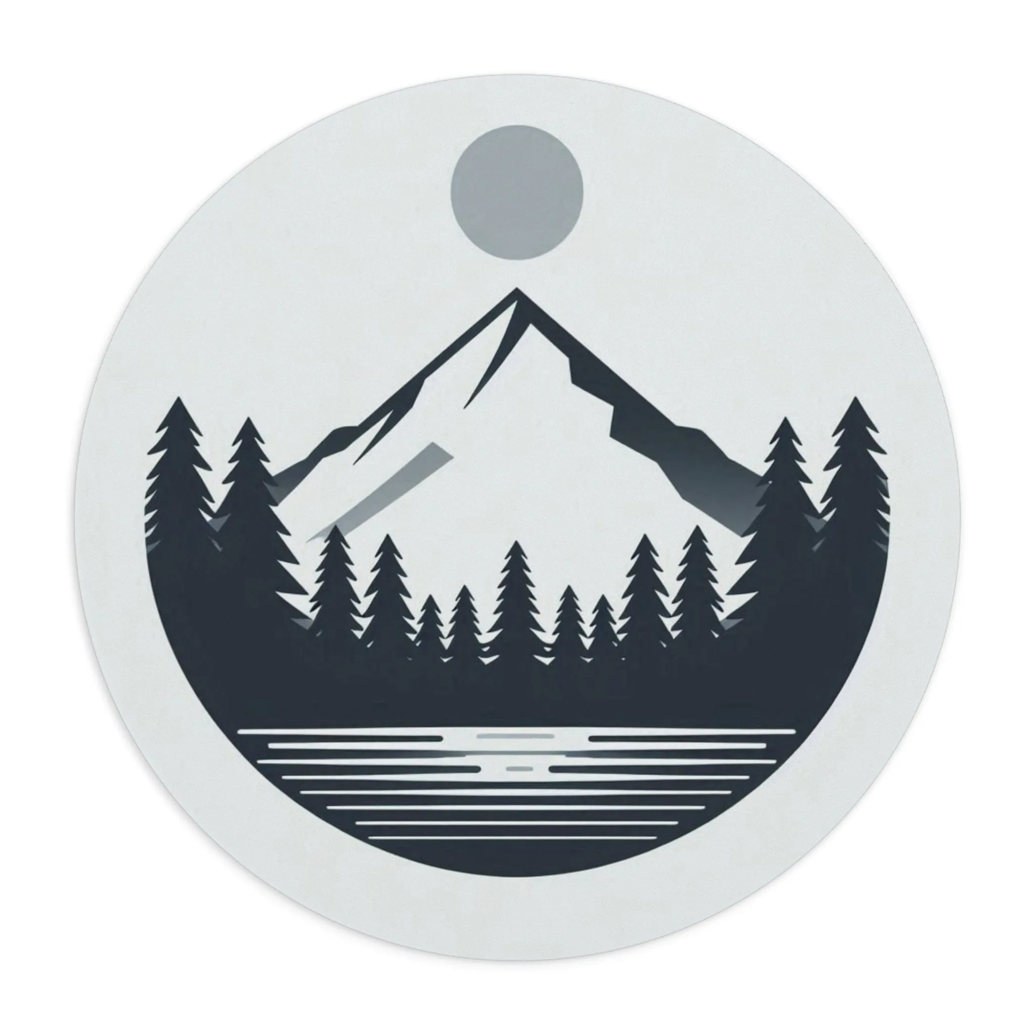 Lake, forest, mountain and moon in a minimal design Mouse Pad