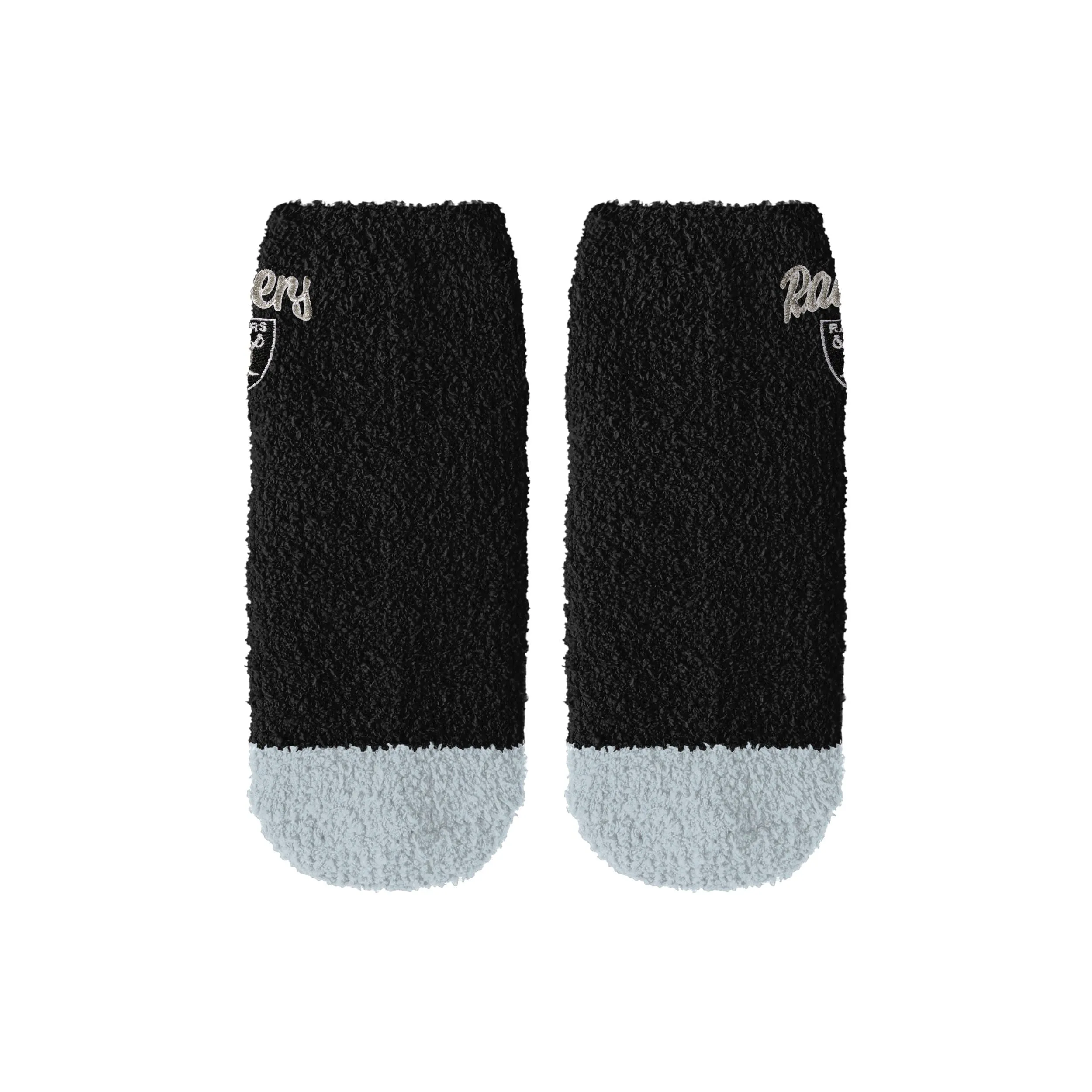 Las Vegas Raiders NFL Womens 2 Pack Script Logo Fuzzy Ankle Socks