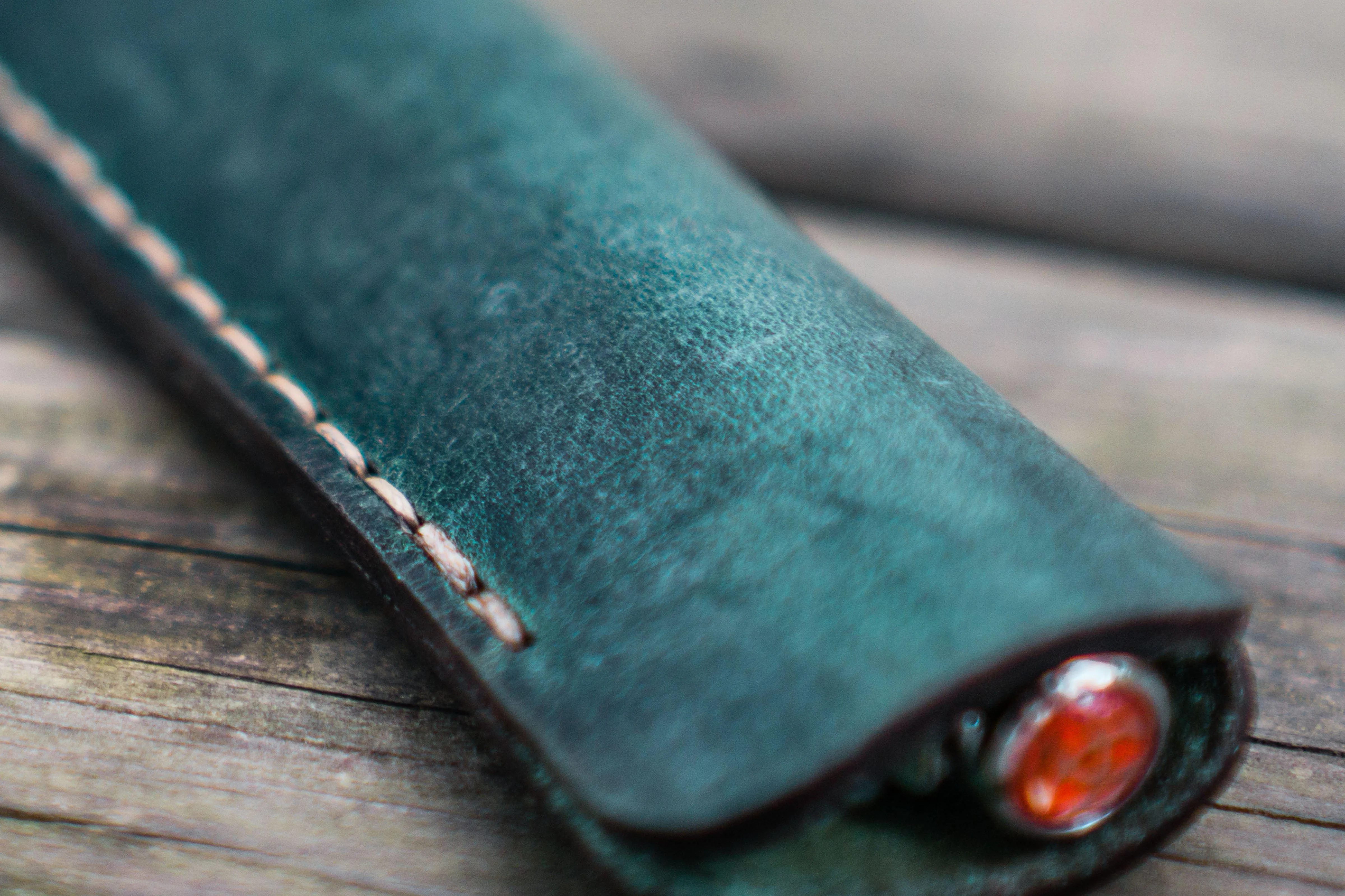 Leather Single Fountain Pen Case / Pen Pouch - Crazy Horse Forest Green