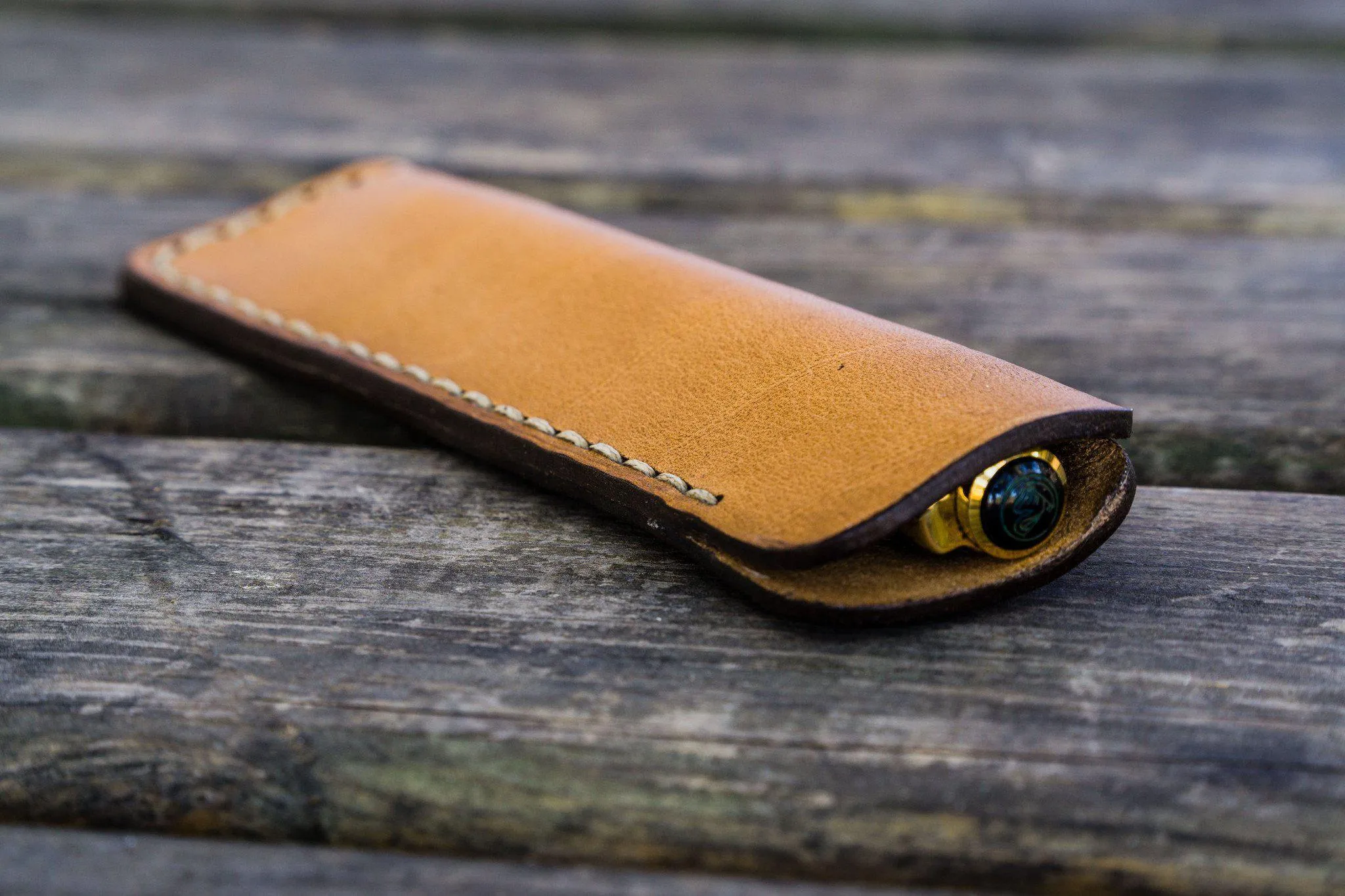 Leather Single Fountain Pen Case / Pen Pouch - Natural