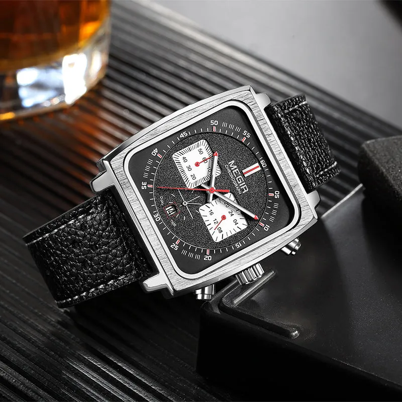 Leather square business watch W1021828G