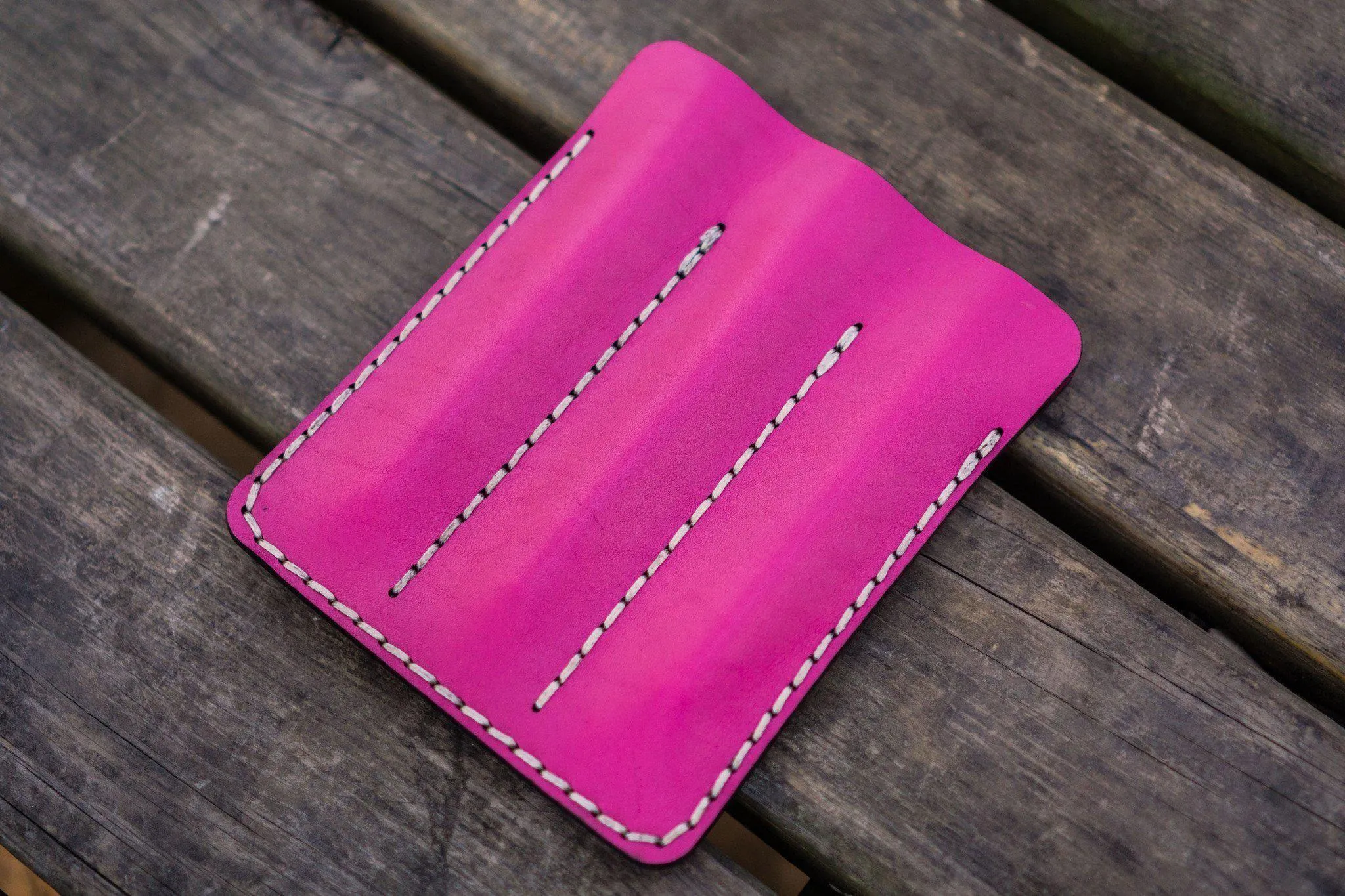 Leather Triple Fountain Pen Case / Pen Pouch - Pink