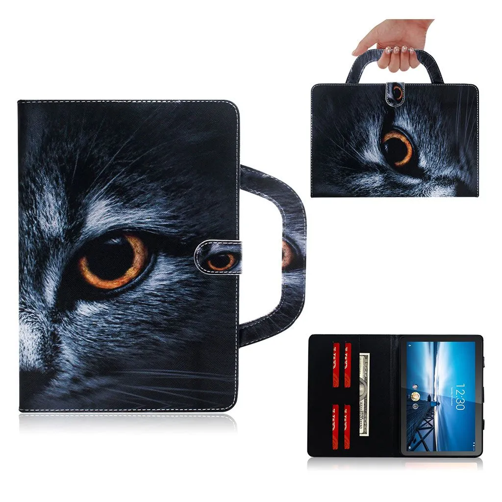 Lenovo Tab M10 FHD REL hand-held  patterned leather case  - Cat Eye