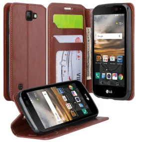 LG K3 Wallet Case, Pu Leather Wallet Case [Kickstand] with ID & Credit Card Slots for LG K 3 - Brown