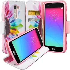 LG Leon LTE Case | Lg Tribute 2 Case | LG Power | LG Sunset | LG Destiny | LG Risio Case, Wallet Case, Wrist Strap [Kickstand] Pu Leather Wallet Case with ID & Credit Card Slots - Sun Flower