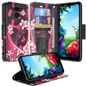 LG Stylo 6 Case, Stylo 6 Wallet Case, Wrist Strap Pu Leather Wallet Case [Kickstand] with ID & Credit Card Slots - Heart Butterflies