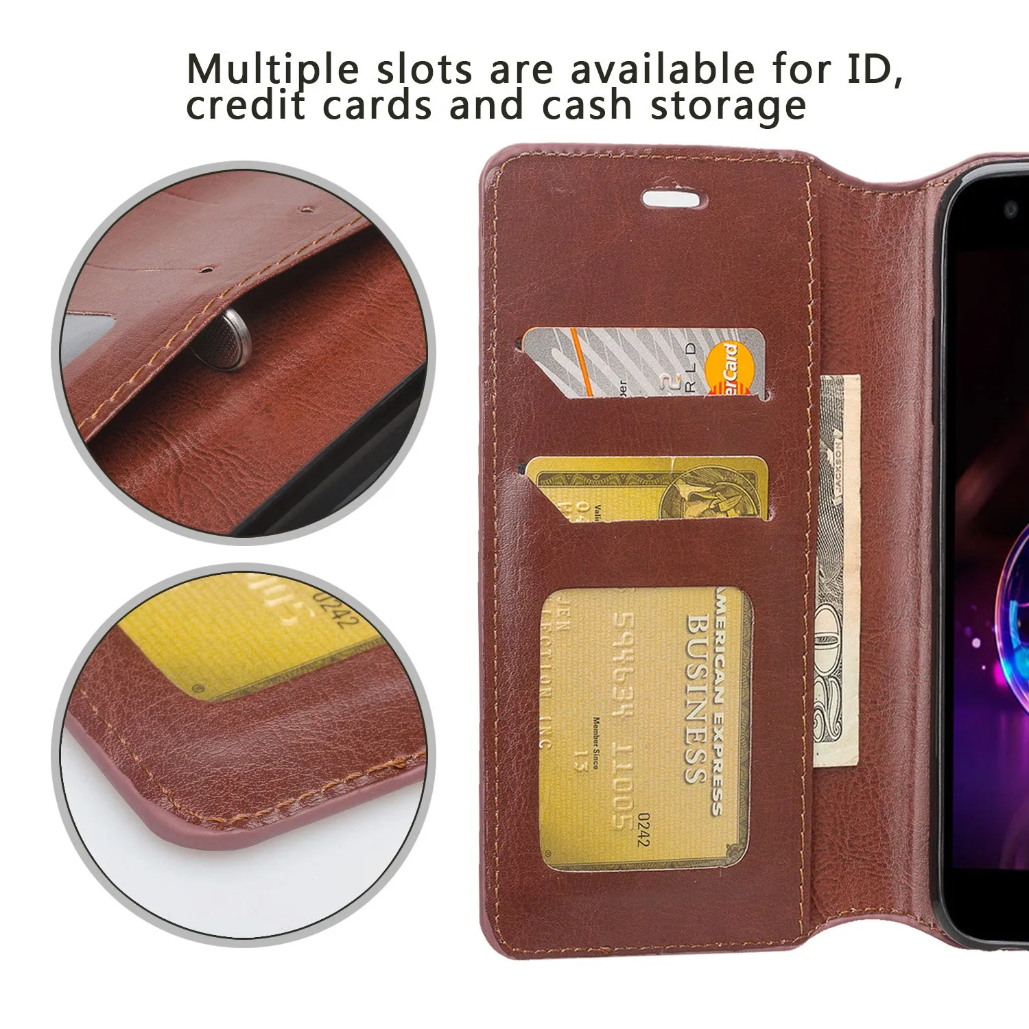 LG X Power 3 Case, X Power 3 Wallet Case, Pu Leather Wallet Case [Kickstand] with ID & Credit Card Slots - Brown