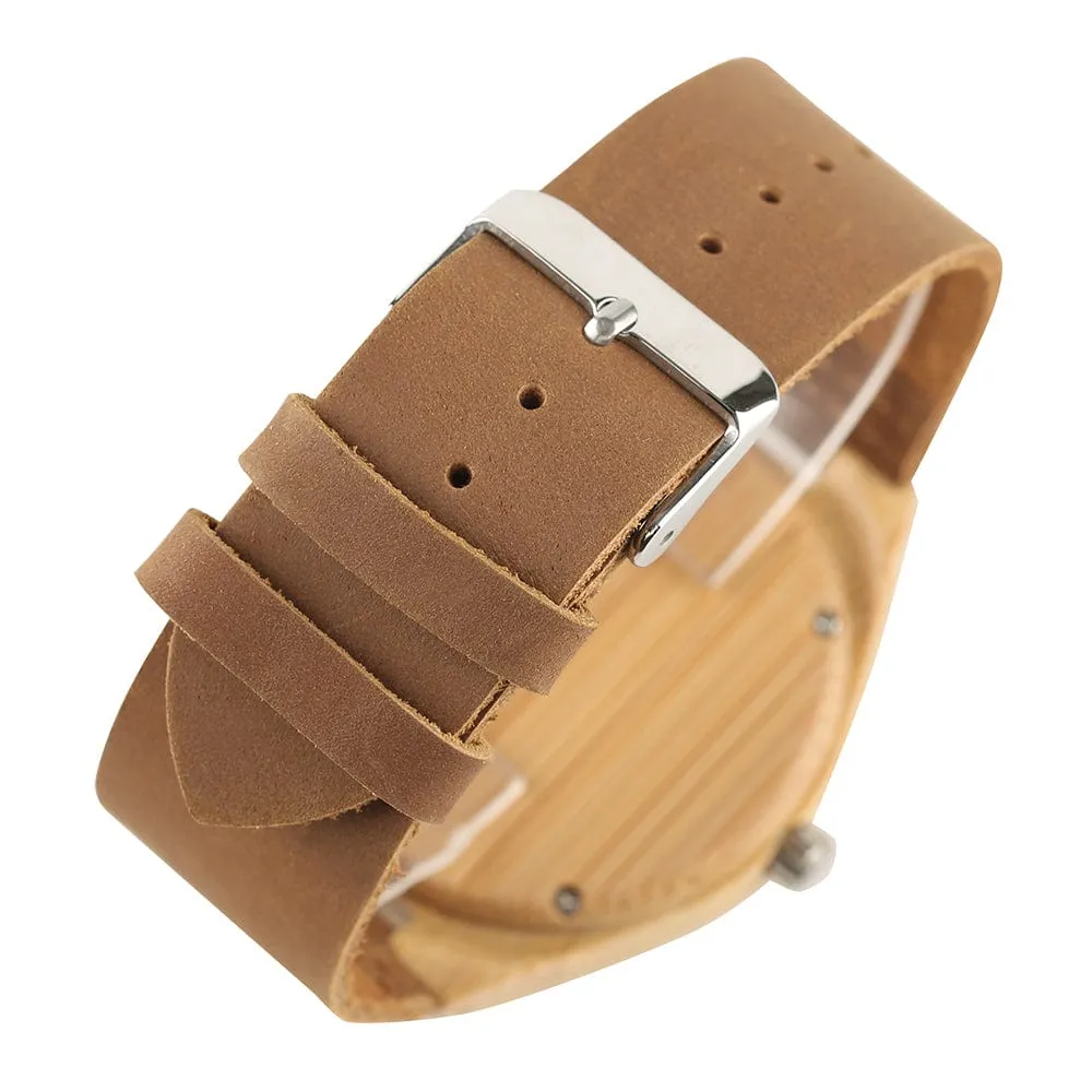 Lion of Judah Men's Wooden Watch Genuine Leather Wrist Watch