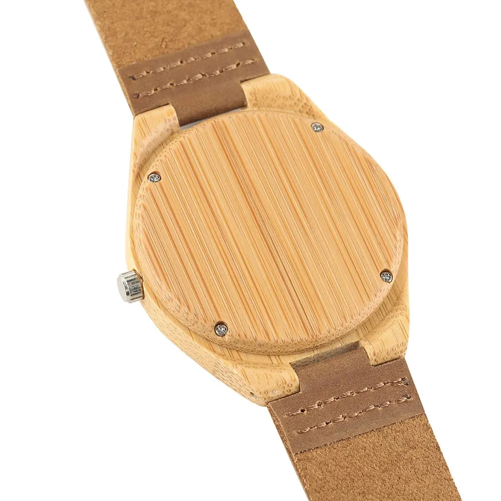 Lion of Judah Men's Wooden Watch Genuine Leather Wrist Watch