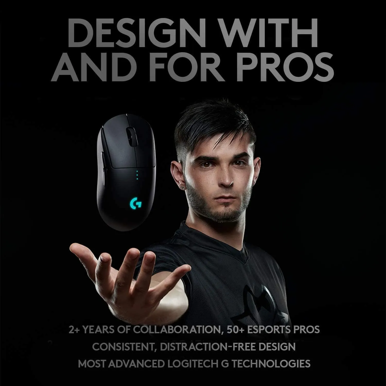 Logitech G PRO Wireless Gaming Mouse, HERO 25K Sensor, 25,600 DPI, RGB, Ultra Lightweight, 4-8 Programmable Buttons, POWERPLAY-Compatible, UK Packaging - Black